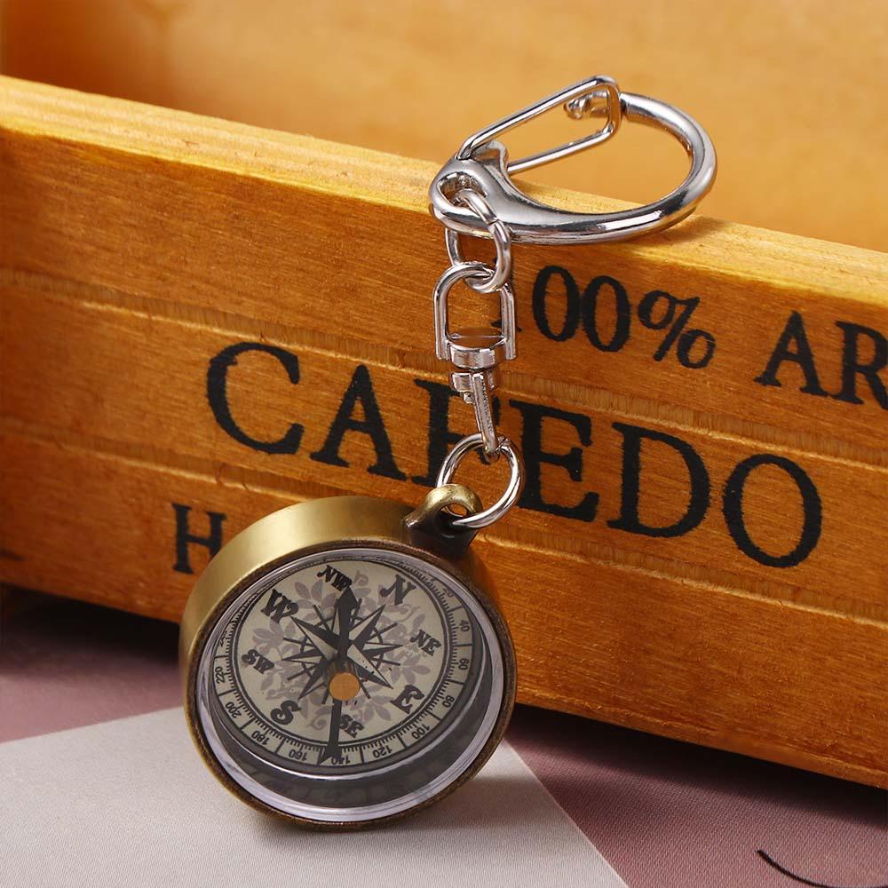 Compass Keychain Mini - Золотистый портативный мини-компас из цинкового сплава