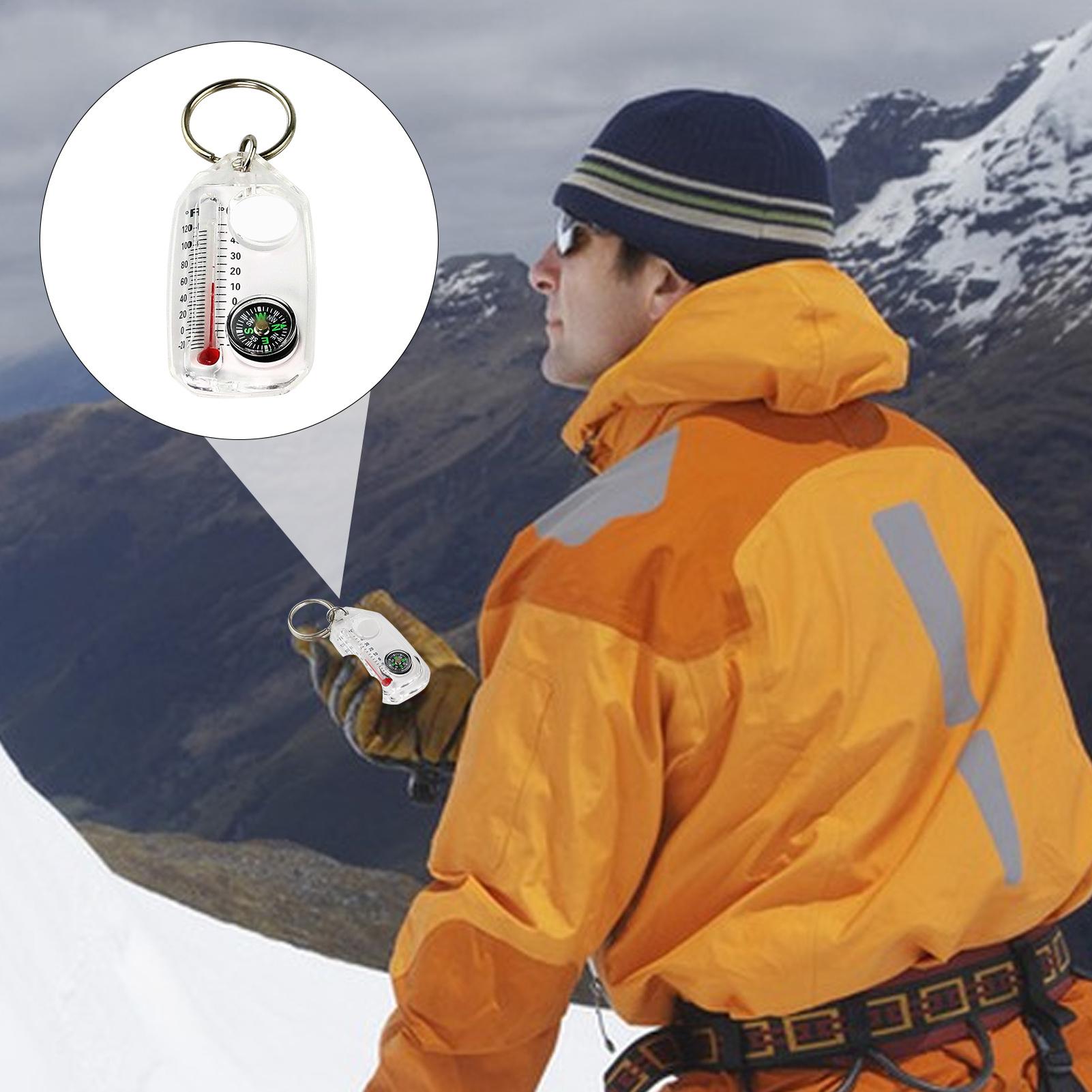 Compass Keychain Mini - Многофункциональный мини-компас-брелок для кемпинга с термометром,