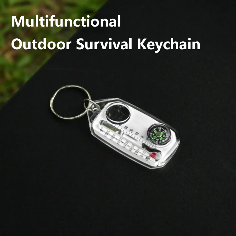 Compass Keychain Mini - Многофункциональный брелок 3-в-1: компас, термометр, лупа.
