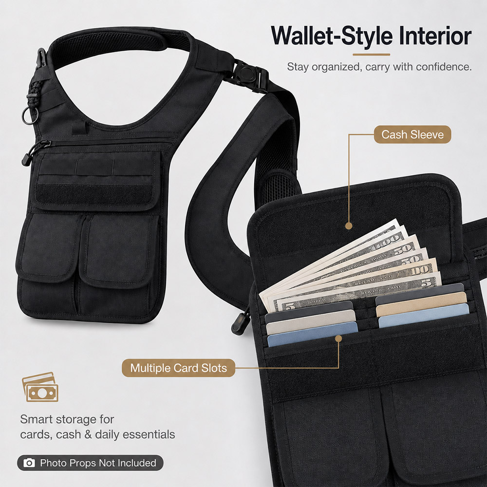 Тактическая скрытая сумка для  – обзор и цена Edc Concealed Carry Sling Bag